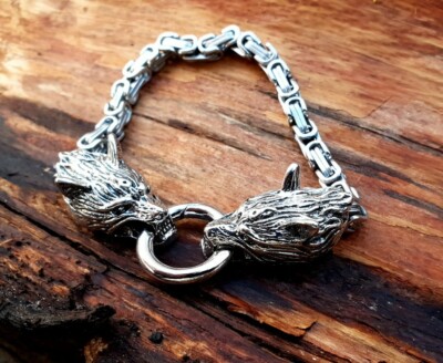 Armband Wolf Geri Freki Wölfe Fenris Odin Wikinger Fantasy Mjölnir K19.3 Tyr