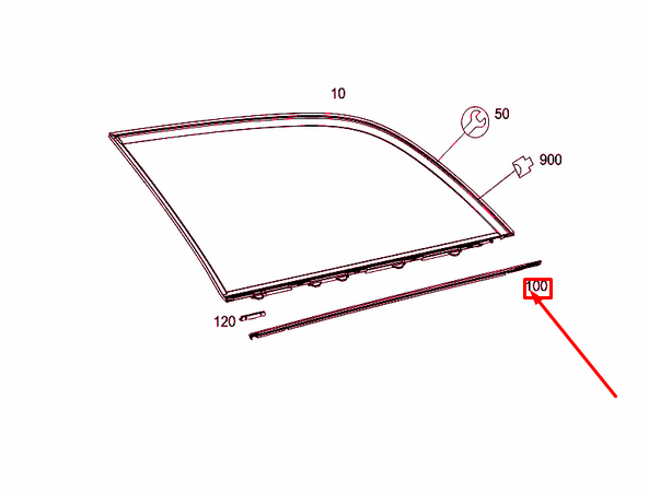 Neu MB E W212 Seitenfenster-Zierleiste hinten rechts A2126700222 Original
