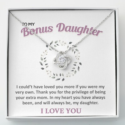 To My Bonus Daughter Necklace, Step Daughter Gift From Stepdad, Stepmom 