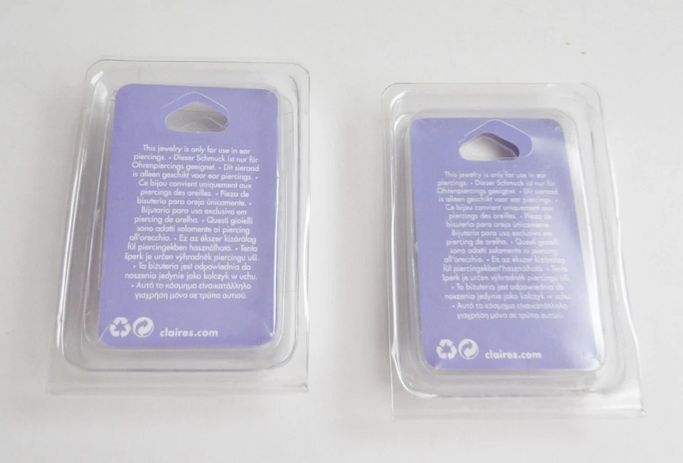 Juego de 2 pendientes de cartílago Claire's nuevos paquetes de acero inoxidable 16G y 18G y circonita cúbica Foto 2 de 4