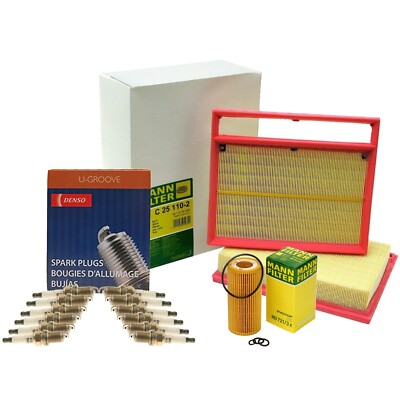 Mann Engine Air Oil Filters & Denso Set 12 U-Groove Conv Spark Plugs Gap 0.032