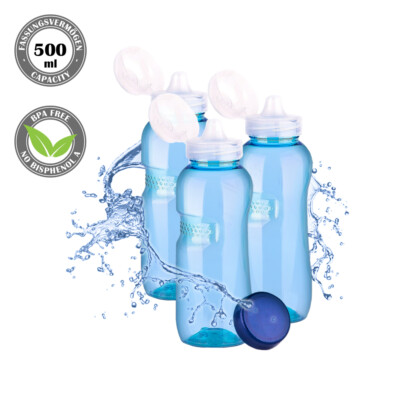 3 Stück Tritan Trinkflasche 500ml + Sportdeckel BPA frei Flasche Wasser 3PCS