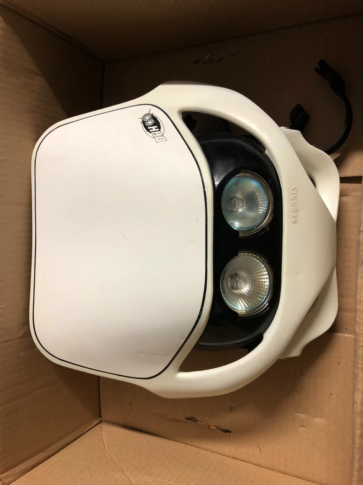 MASCHERINA PORTAFARO UNIVERSALE ACERBIS ENDURO Bianca Special castom - Immagine 2 di 4