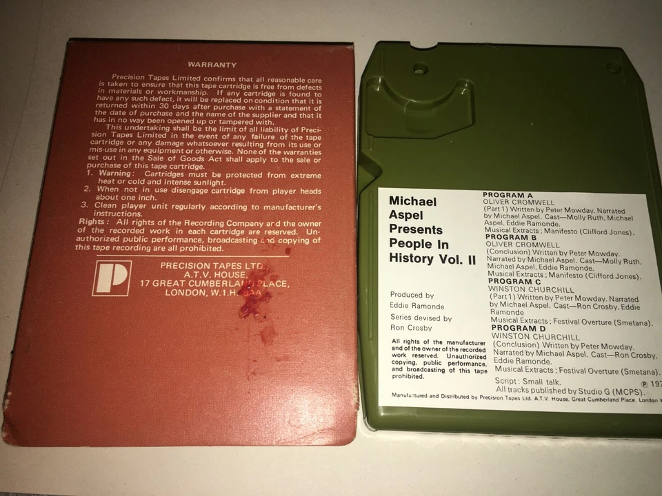 Michael Aspel Presents People In History Vol 2 (1970s 8 Track Cartridge)(VG+) - Image 2 of 3