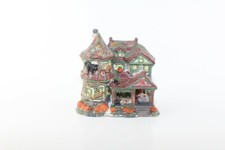 Happy Halloween Light Up Haunted Victorian House - Glittered Pumpkins Black Cats