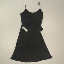 Ann Taylor Women's 100% Silk Spaghetti Strap Dress Size 2 Black Knee Length NWT