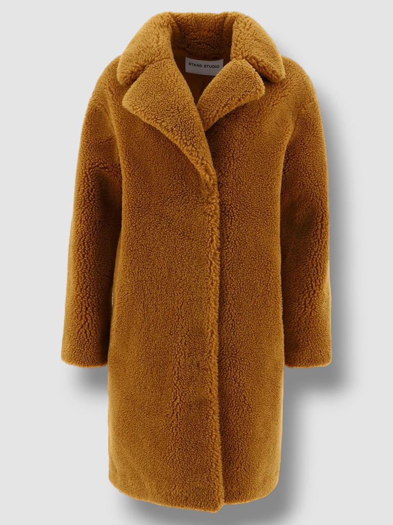 $451 Stand Studio Women's Brown Camille Long Faux Fur Cocoon Coat