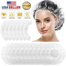 200× Disposable Shower Bath Caps Plastic Clear Hair Cap Large Thick Waterproof