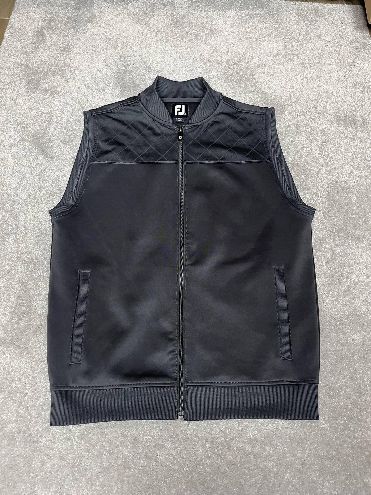 FootJoy Vest Mens Small Black Quilted Full Zip Warm Golf Performance Outerwear