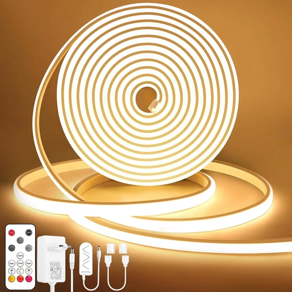 Lamomo Cob Led Streifen, Warmweiss Dimmbar 5M Led Strip, Wasserdicht 3000K Neon-image