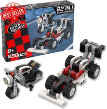 22 in 1 Racing Car and Motorcycle Toy Set (289 Pcs), Bricks Transforms Form Car