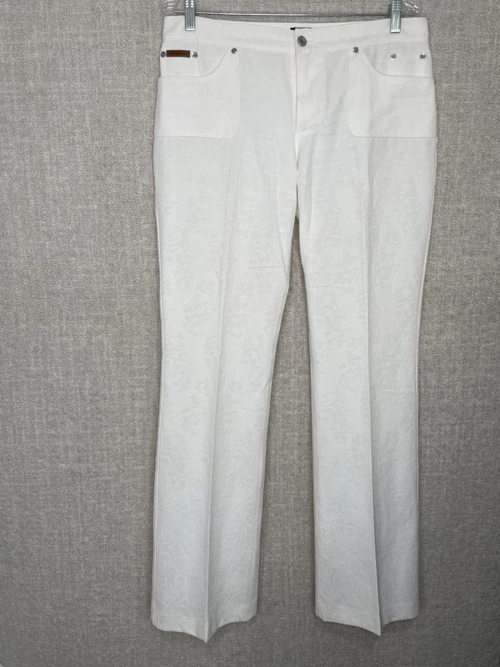 D&G Dolce Gabbana Pants Womens 32 46 White Paisley Jacquard Made Italy Designer - Image 3 of 4