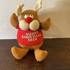 Dakin 1984 Merry Christmas Deer Plush Reindeer Holiday Decor
