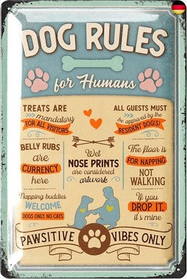 LANOLU Retro Blechschild Hunderegeln, Hundeschilder, Blechschild Hund, Deko