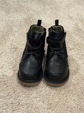Wonder Nation Toddler Boys Boots Zip Up Side And Laces Size 8 Black NWOT