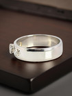 VINTAGE ESTATE 14K WHITE GOLD RING 3 STONE DIAMOND 5.3mm BAND SIZE 6.75 #7865 — photo 3