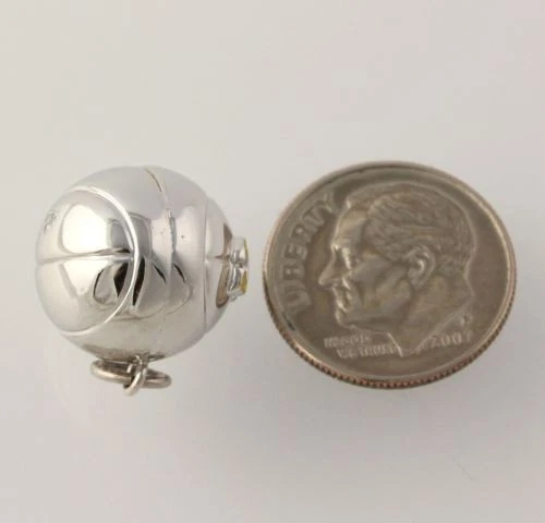 运动小饰品 - 纯银篮球 WC 学校联盟珐琅绿色和黄色 — 第 3/4 张图片