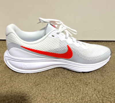 Nike Revolution 8 White/Bright Crimson Low Top Mesh Running Sneaker HJ9198-102