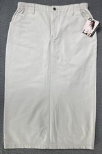 Vintage LEE Women's Beige 35" Long Denim Skirt with Elastic Sides Size 18M NWT