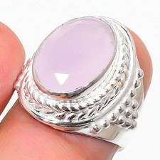 Pink Rose Quartz Gemstone 925 Sterling Silver Jewelry All Size Ring For Gift