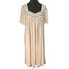 Vintage Pink Lace Nightgown Romantic Peignoir Sz Large Style Coquette Soft Girl