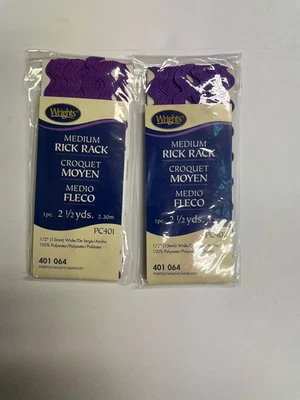 Wrights Medium Ric Rac Rickrack Trim Purple Polyester 1/2in x 2 1/2yd PC401 - Image 1 of 4