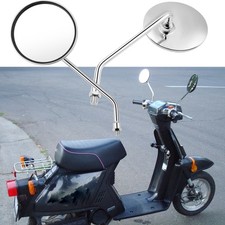Pair Chrome Round Motorcycle Rearview Side Mirrors 10mm For Honda Spree moped