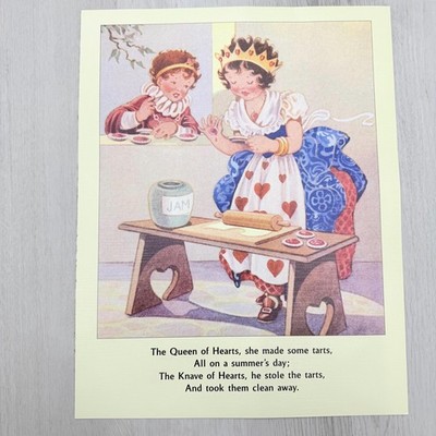 Nursery Rhyme Art Print 11x14 The Queen of Hearts Cottagecore Kids Room