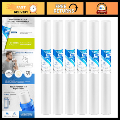 20'' x 2.5'' Whole House Water Filter - 20 Micron Sediment Replacement Cartridge,