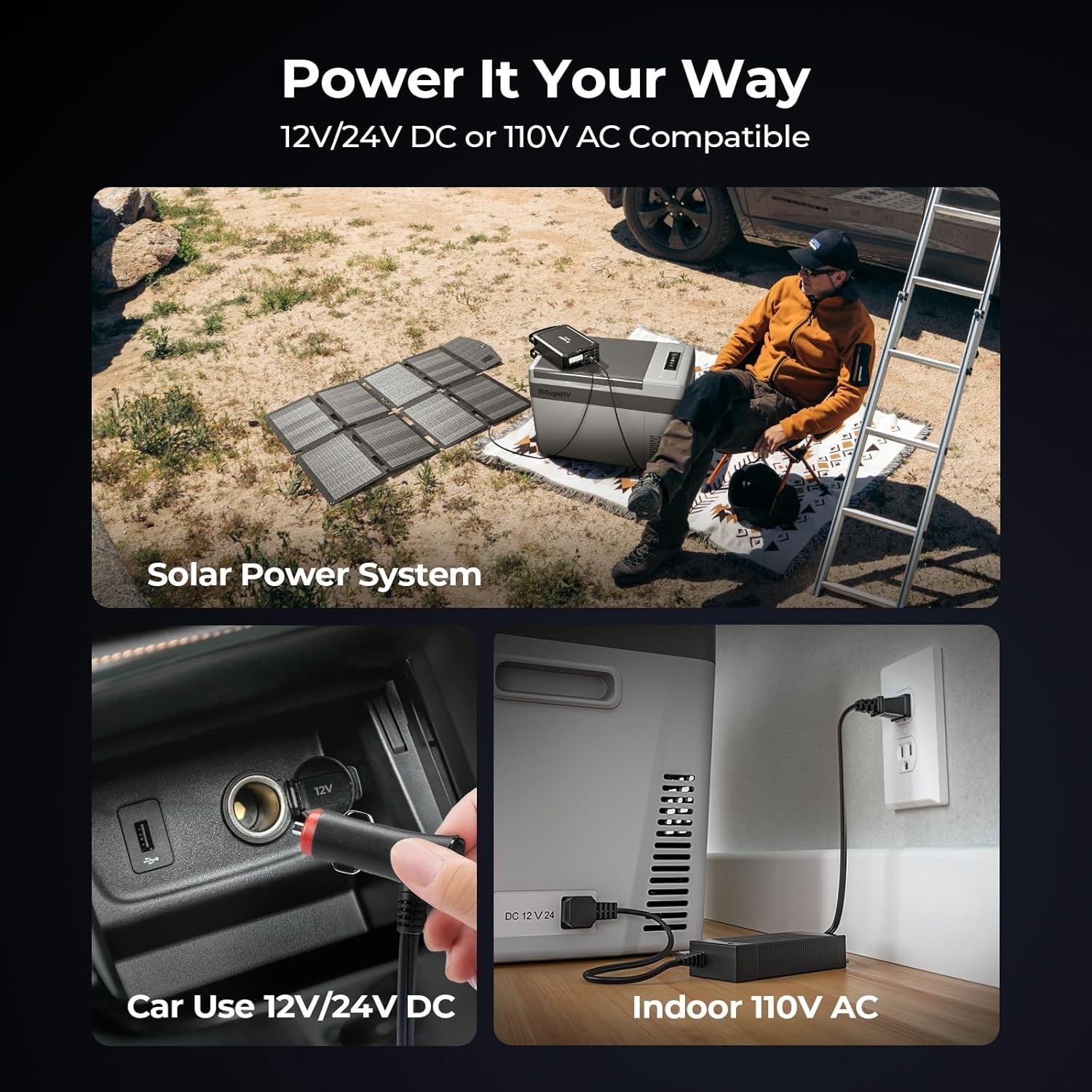 BougeRV 12 Volt Refrigerator 12V Car Fridge 30 Quart Portable Freezer Compressor