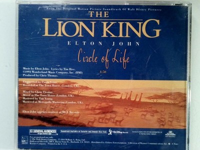 Elton John - Circle of Life CD 1994 Promo The Lion King Soundtrack Pop Walt