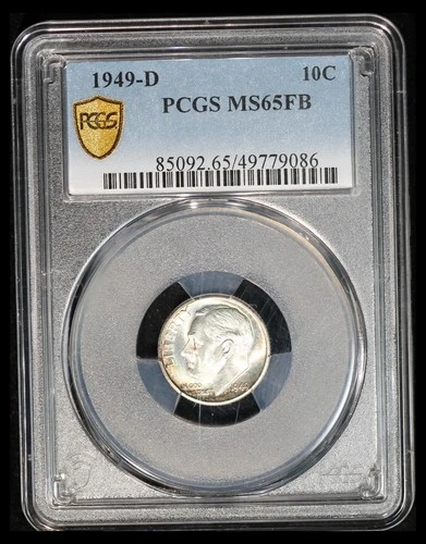 1949-D Roosevelt Dime - PCGS MS-65 FB - Light Toning
