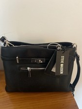 Steve Madden Black Crossbody Bag with Detachable Strap and Zipper Accent