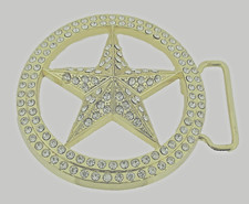 Lone Star Belt Buckle Gold Metal Bling Style Western Cowboy Cowgirl Men Rodeo