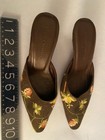 CHELSEY TEXTILES Womens Brown/leather EMBROIDERED Floral Slip On Ladies ShoesSz6 — photo 7