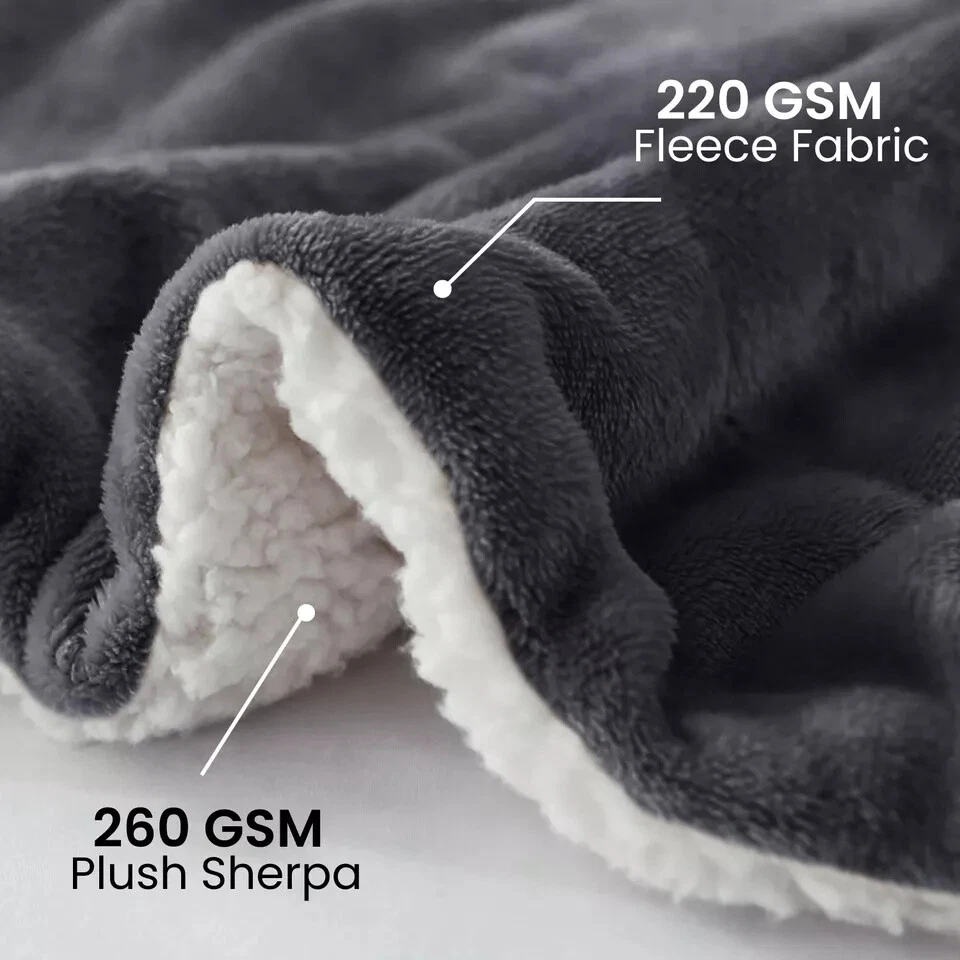 Fluffy Sherpa Fleece Blanket Soft Warm Reversible Large Sofa Bed Throw Blankets - Image 2 of 4