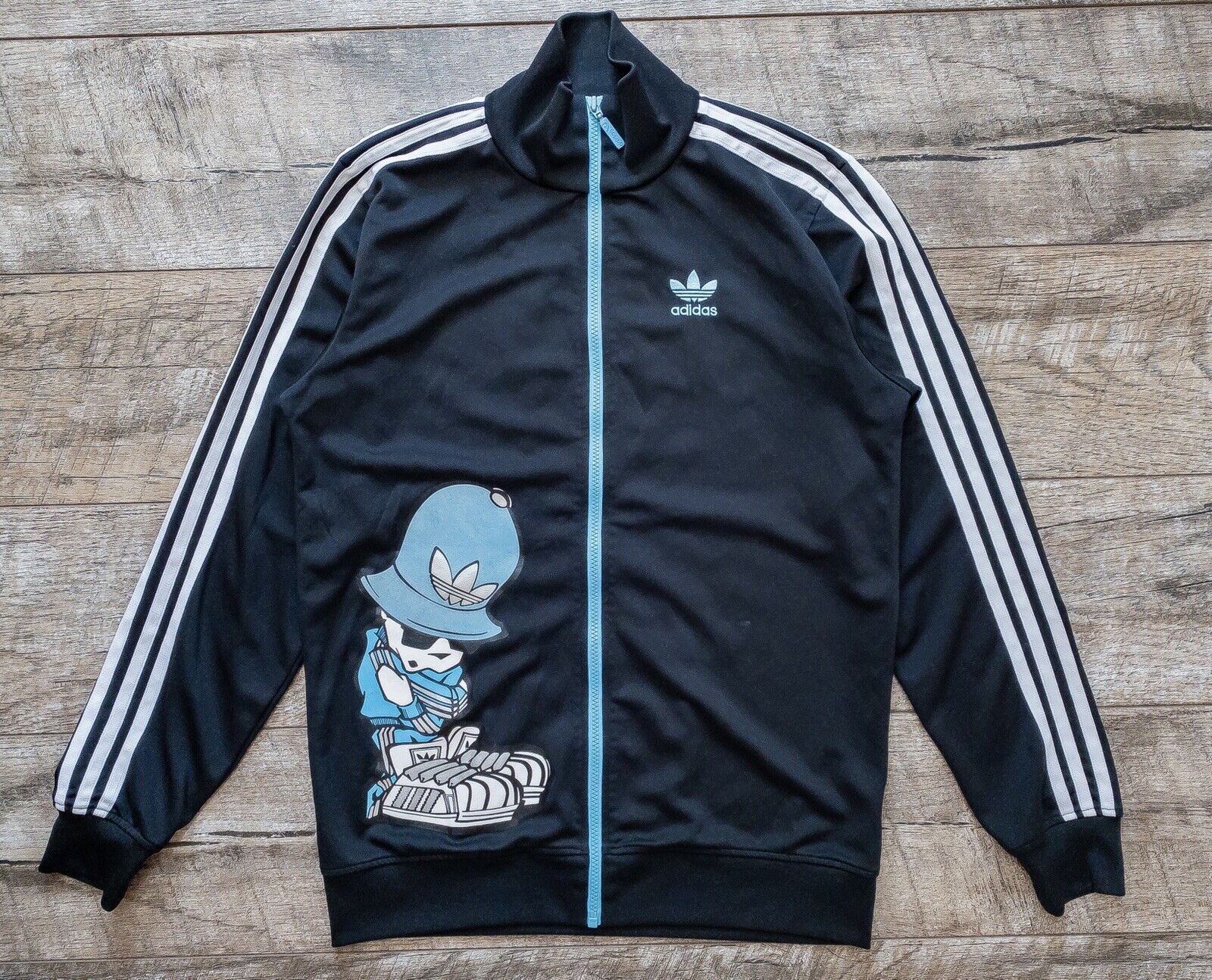 Adidas B-Boy Vintage Track Jacket Rare Size S Black Graffiti Hip-Hop P00684