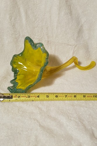 FLOR DE CRISTAL VERDE AMARILLO AMERICANO SOPLADO A MANO VINTAGE EXCELENTE ESTADO. - Imagen 1 de 5