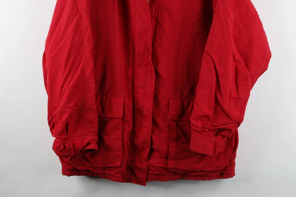 Vintage 90s Lands End Womens XL Distressed Wool Lined Full Zip Parka Jacket USA - Image 3 of 4