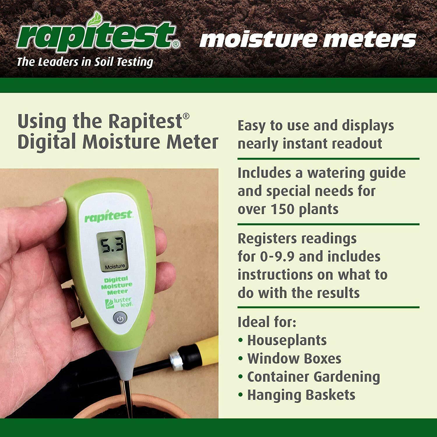 Luster Leaf 1825 Rapitest Digital Soil Garden Plant Moisture Meter 