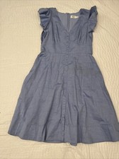 Eliza J Chambray Dress Size 16 Flutter sleeve Dress Pretty Summer V-neck