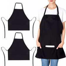 2 Pack 3 Pockets Adjustable Bib Apron Chef Kitchen Cooking Aprons For Women Men