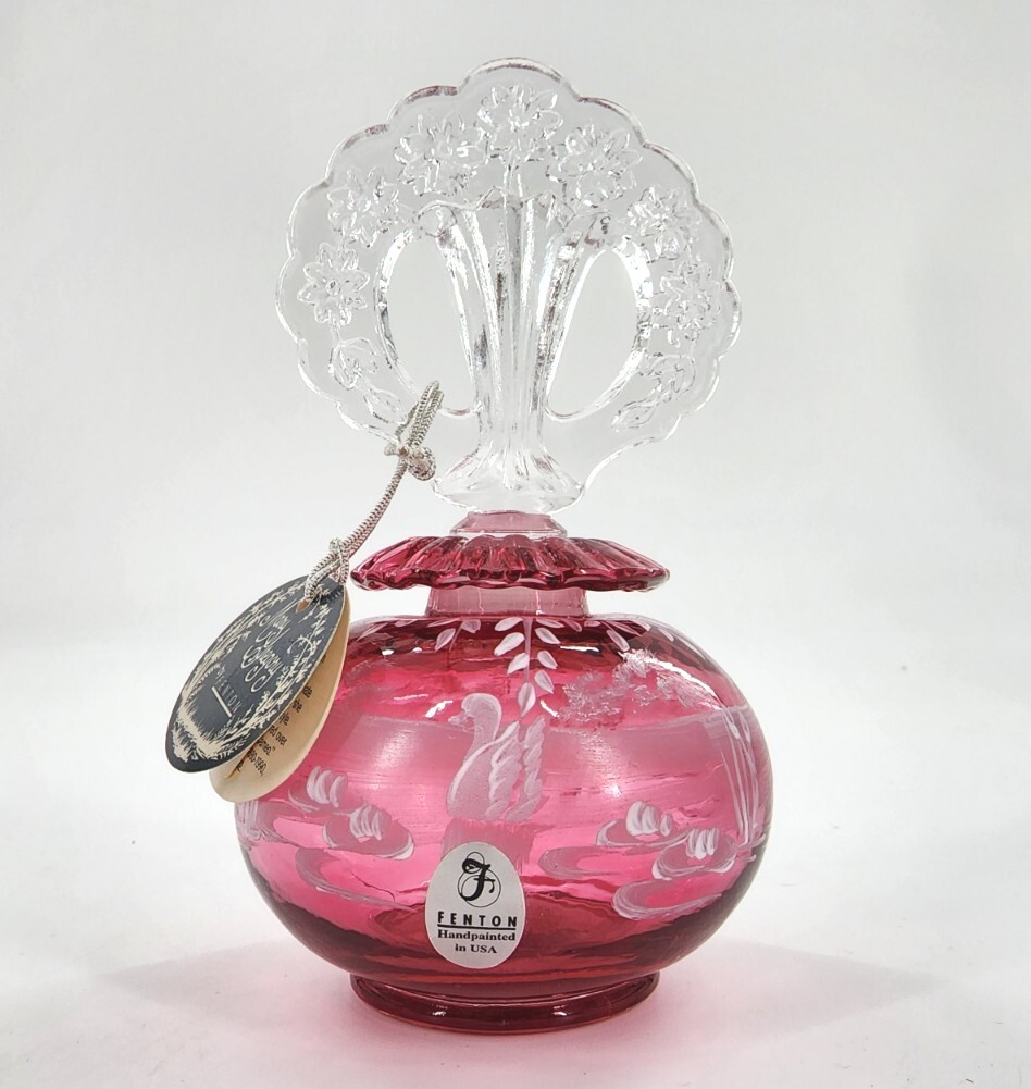 ヴィンテージ メアリー グレゴリー フェントン クランベリーガラス 花瓶 ヴィンテージ メアリー グレゴリー フェントン クランベリーガラス