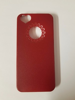 Red soft plastic Case for iPhone 5 5S with heart shape on back