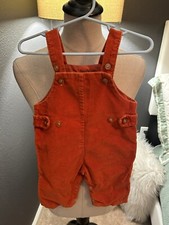 Vintage Overalls BOY 9 month Red, white Orange Corduroy K-mart Christmas