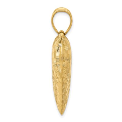 14K Gelbgold strukturierter Puffherz Anhänger K5149