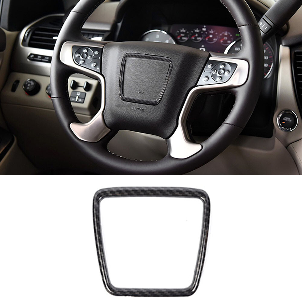 Carbon Fiber For GMC SIERRA 1500 2014-18/YUKON 2015-18 Steering Wheel Trim Cover