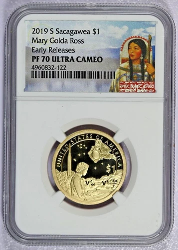 2019-S NGC PF70 UC Sacagawea Mary Golda Ross Dollar-Portrait Lbl-Price Guide-$60