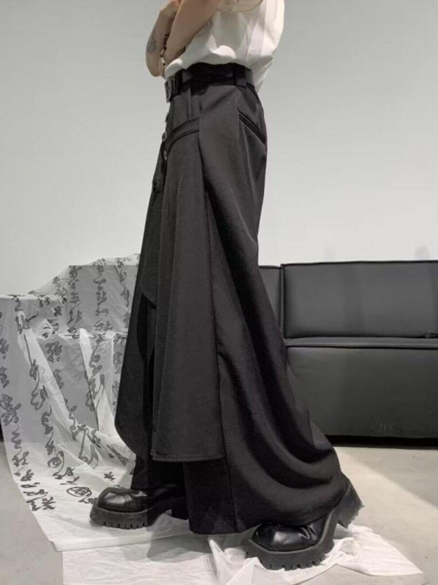 Men Casual Loose Wide Leg Skirt Pants Large Size Yohji Men Casual Loose Wide Leg Skirt Pants Large Size Yohji