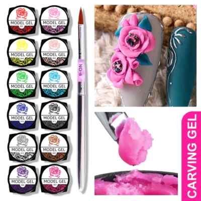 12 Colors Gel Set 4D Carving Gel Nail Polish Drawing Patterns DIY Nail Art Pen